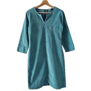 The Territory Ahead Teal Corduroy 3/4 Sleeve Dress